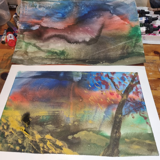 A pair of water colour pictures